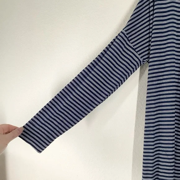 SOMA Cool Nights Robe S Longline Open Front Nautical Stripe Pockets Loungewear - Picture 3 of 8